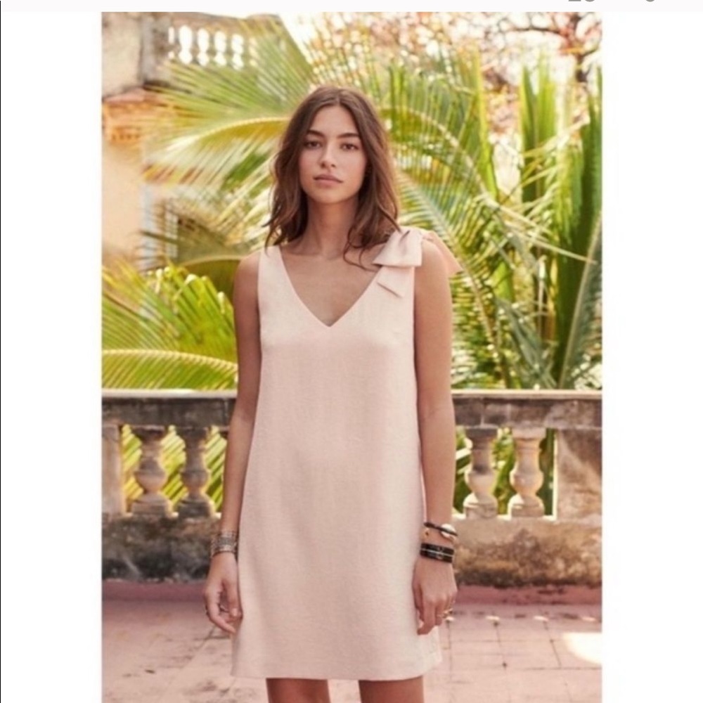 Sezane blush pink Pauline Bow Shoulder dress